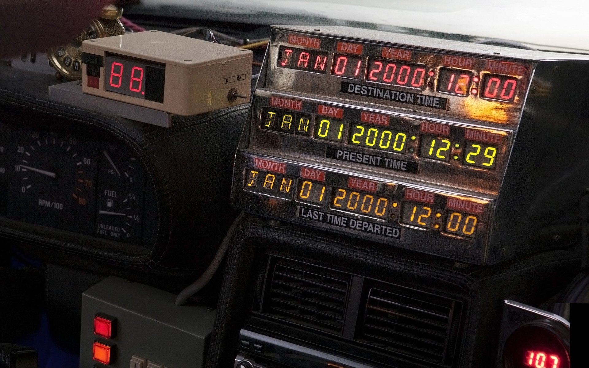 delorean dmc-12 back to the future time machine delorean scoreboard background