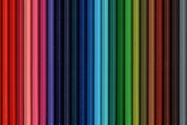 Multi-colored pencils from yellow to black