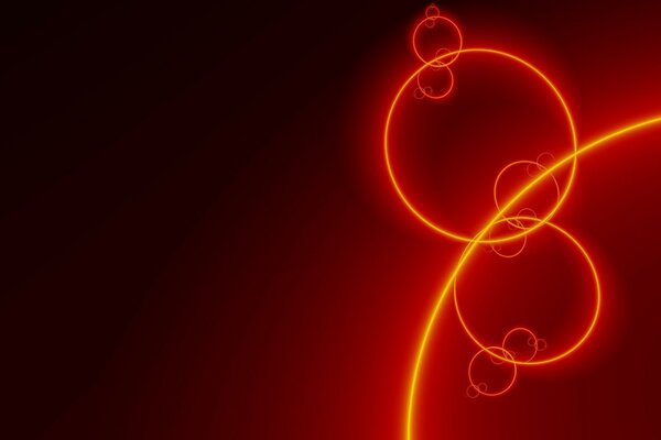 Bright yellow circles on a red background