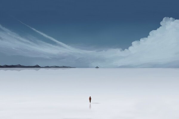 Minimalism - a man on the seashore