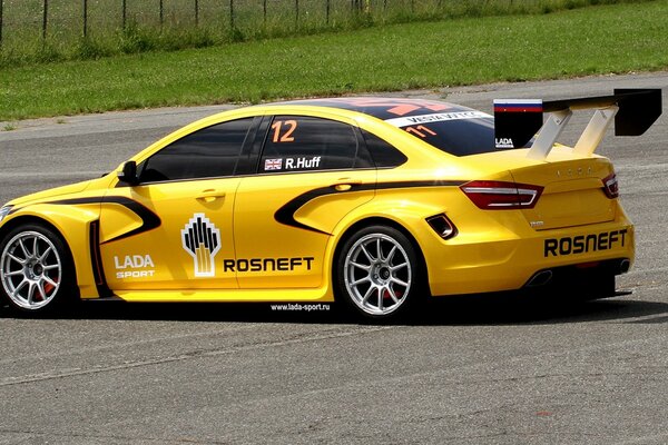 Yellow sports car