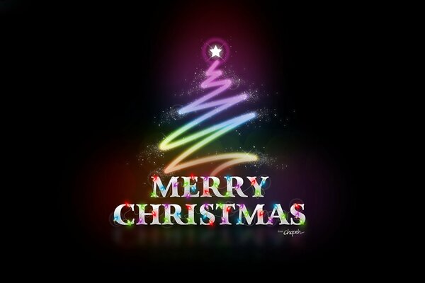 Auguri di Capodanno albero di Natale al neon