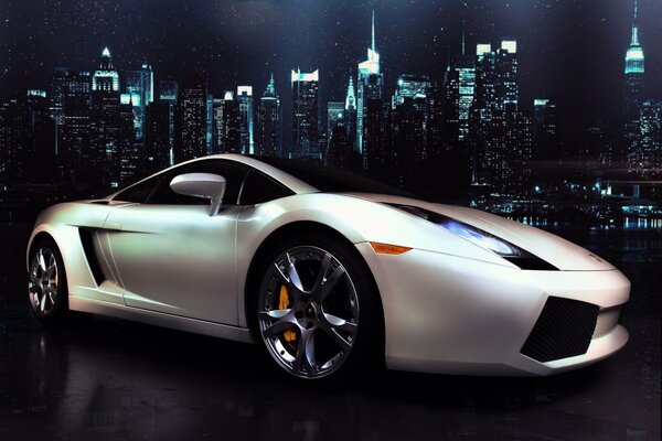 Lamborghini gallardo на фоне ночного города