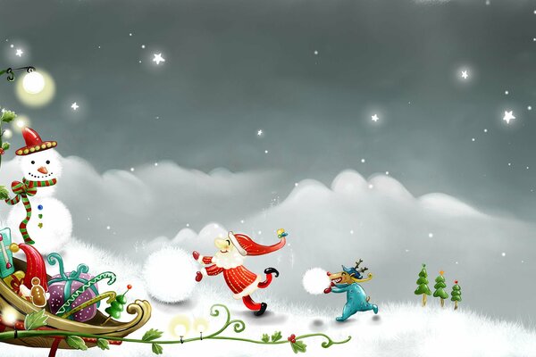 Schneewittchen auf einem Schlitten Weihnachtsbilder