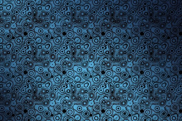 Beaucoup de cercles bleus avec des points noirs