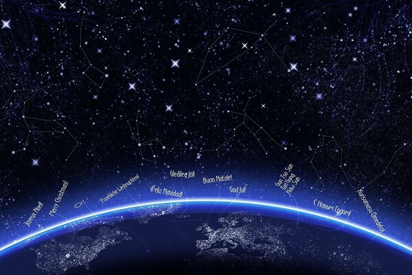 Cielo scuro con l immagine di stelle e costellazioni
