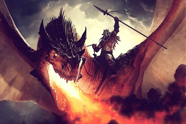 Dragon Rider breathing fire