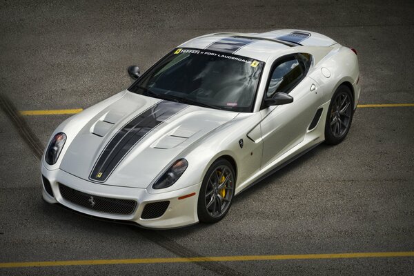 Silver Ferrari photo taken from above