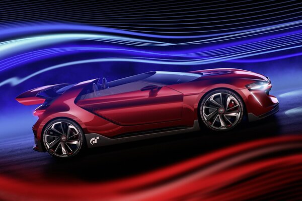 Concept roadster di Volkswagen su uno sfondo fantastico