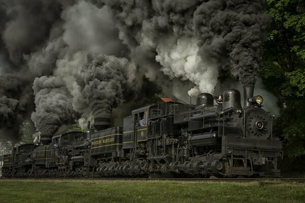 The black train rides on coals