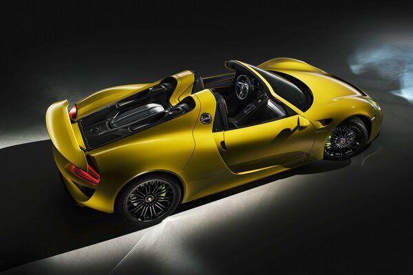 Sports car convertible gold color