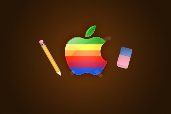Matita, gomma e logo Apple