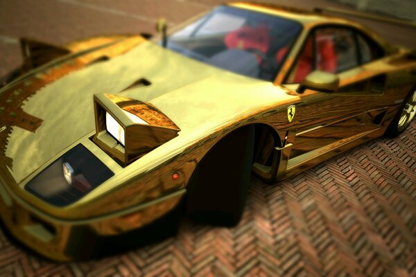 Ferrari w złotym wykonaniu na Salonie Samochodowym