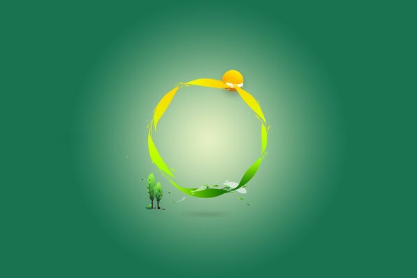 The cycle of nature in yellow-green colors