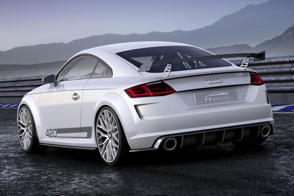 Der weiß getunte Audi tt steht auf der Strecke