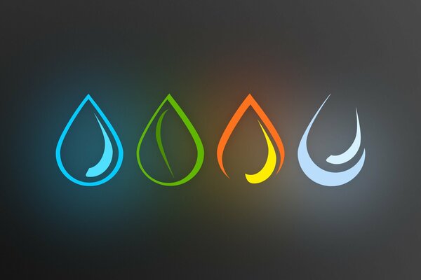 La imagen de los elementos en forma de gotas multicolores