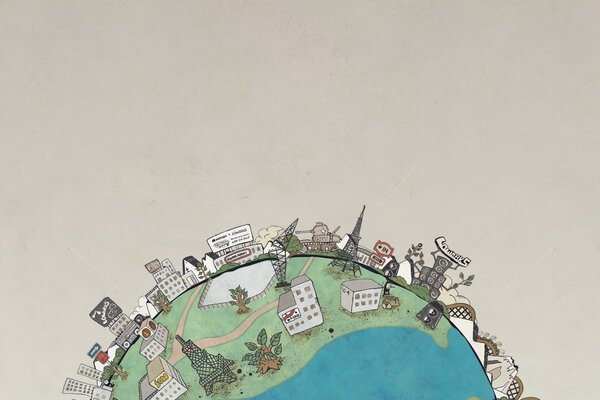 Dessin minimaliste d une partie de la planète
