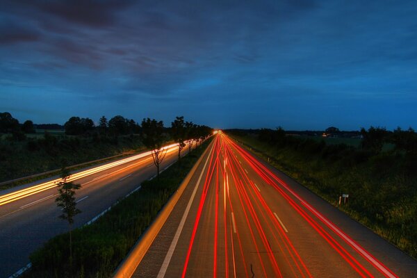 Bright lights on a long track