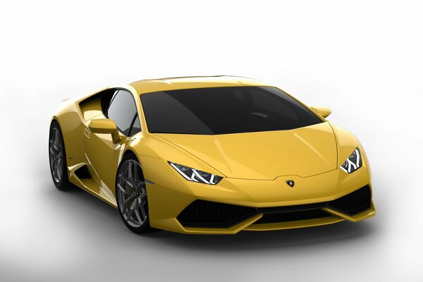 Gelber Lamborghini auf weißem Hintergrund