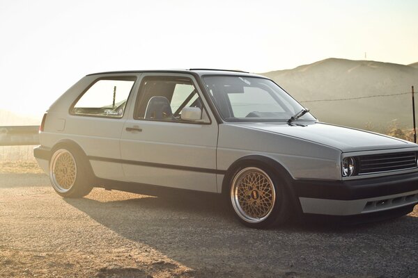 Volkswagen in the golden rays of the Sun