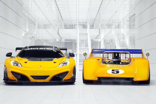 Sporty McLaren front view and racing balit