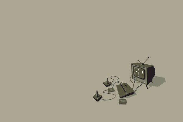 TV y set-Top Box sobre fondo gris