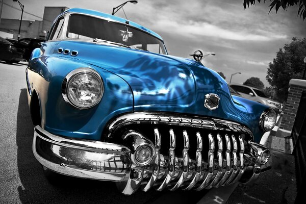 Classic Buick model, in blue-steel color