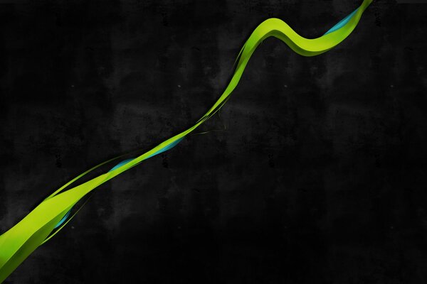 Arbitrary bright green line on a black background