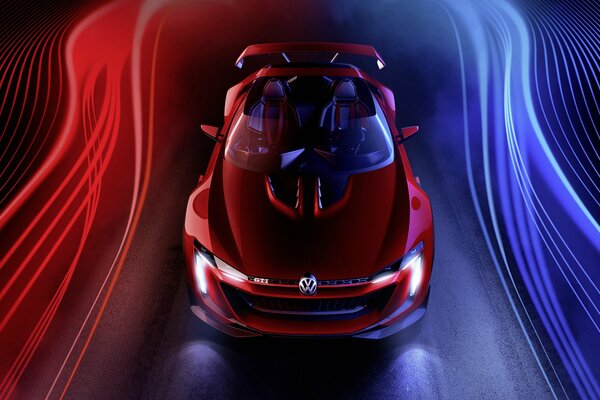 Volkswagen tra illuminazione rossa e blu