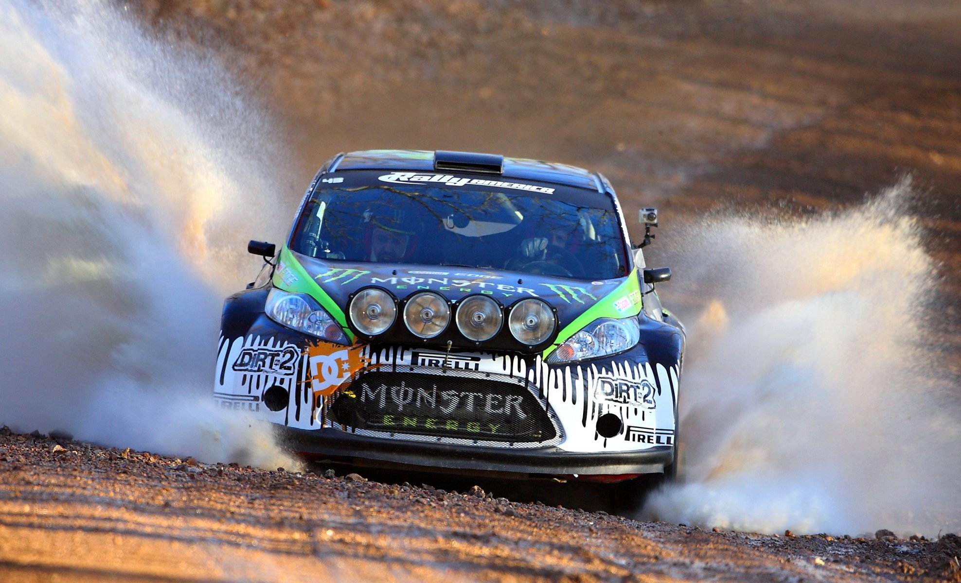 ford fiesta rally wrc rally frente ken block faros salpicaduras deporte auto