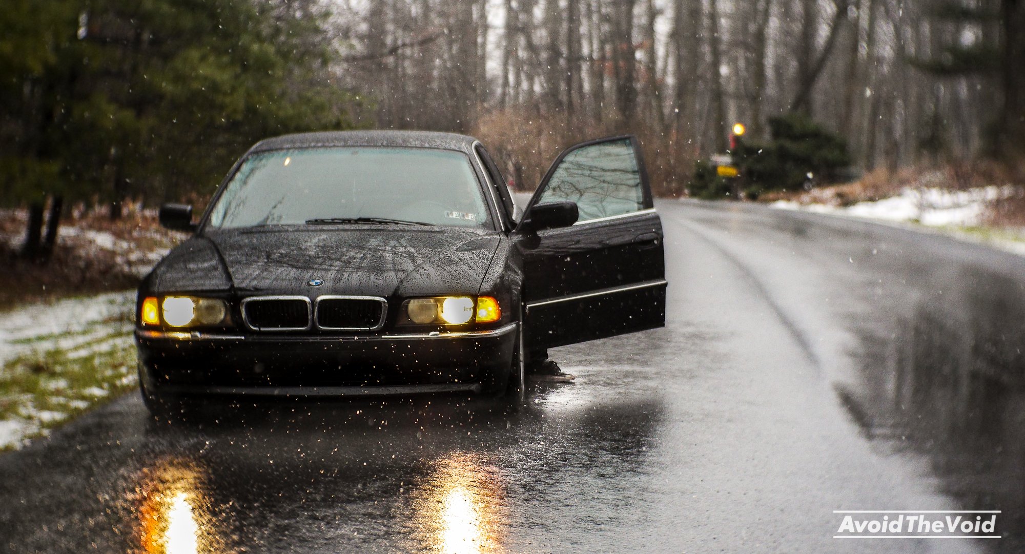 bmw 740 e38 boomer siete nieve carretera nublado