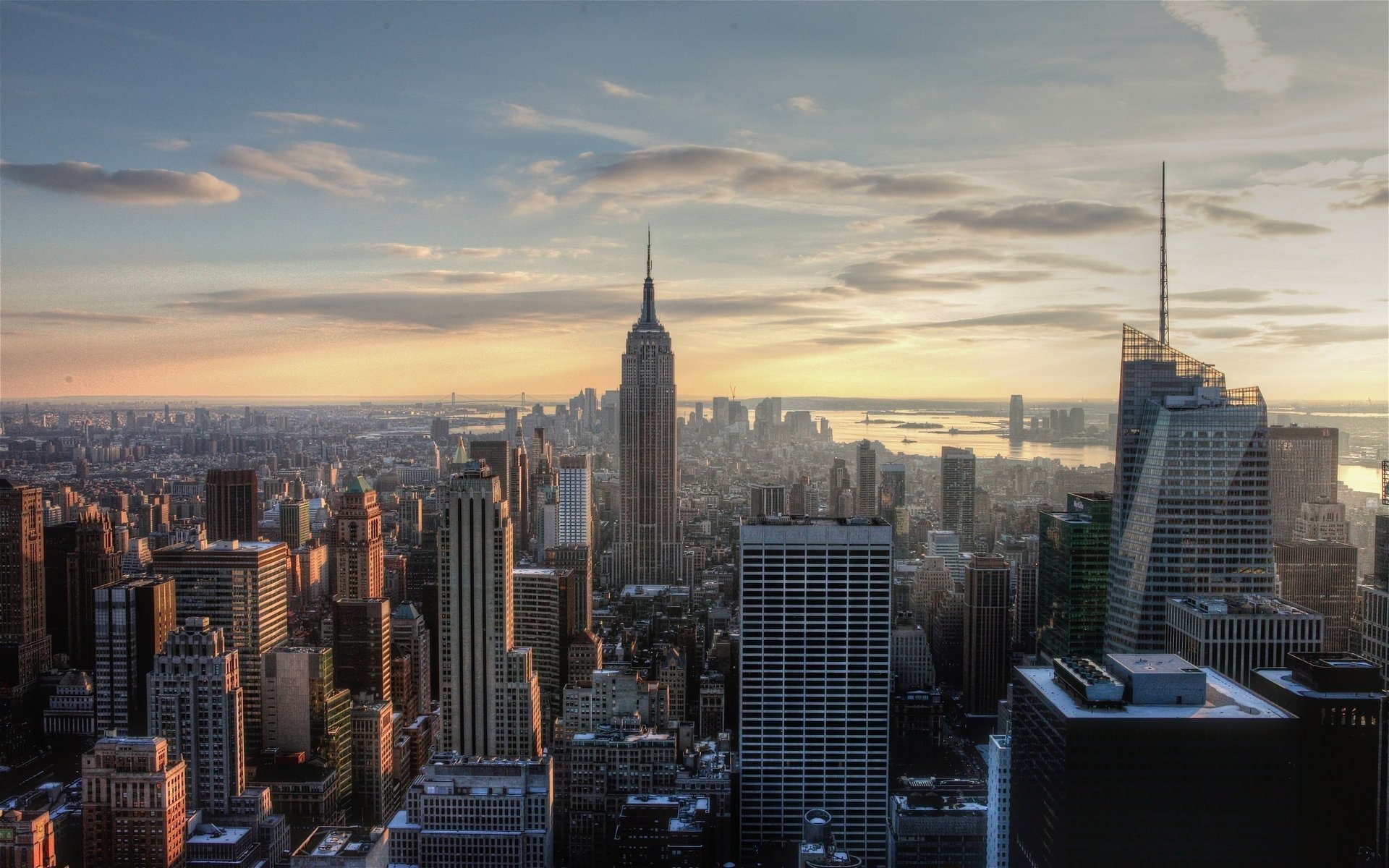 new york manhattan empire state building new york city dawn