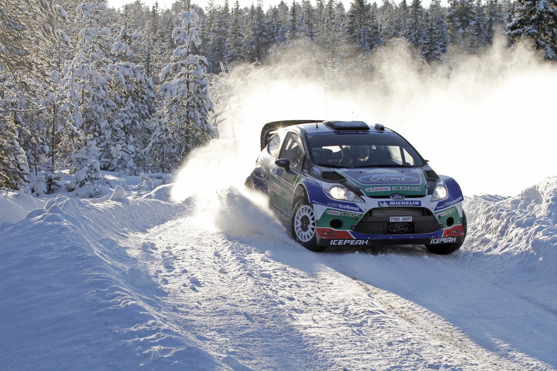 ford focus rally wrc j.m. latvala drift rotation snow winter forest sport car