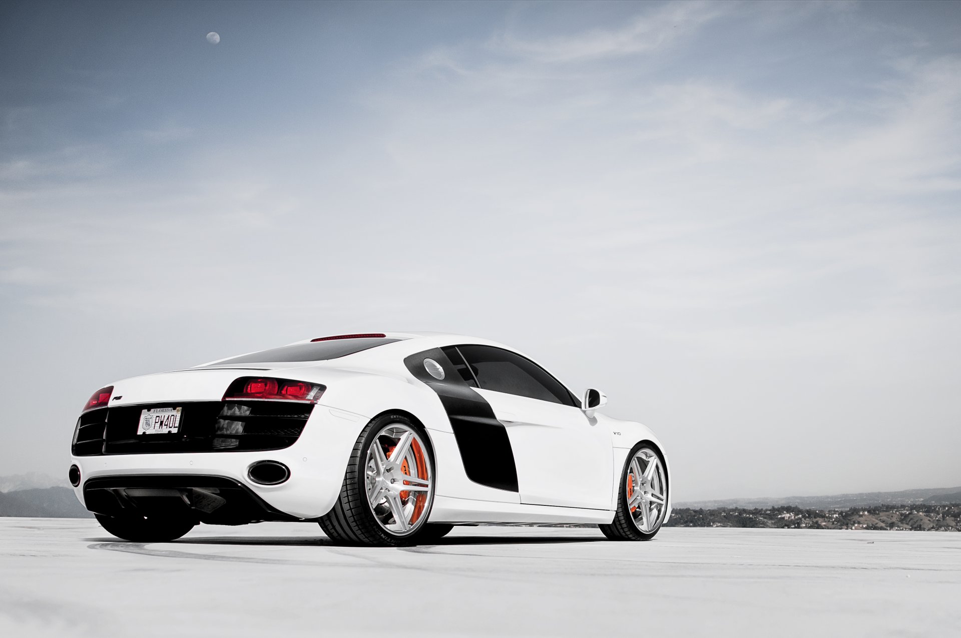 audi r8 white audi sky cloud