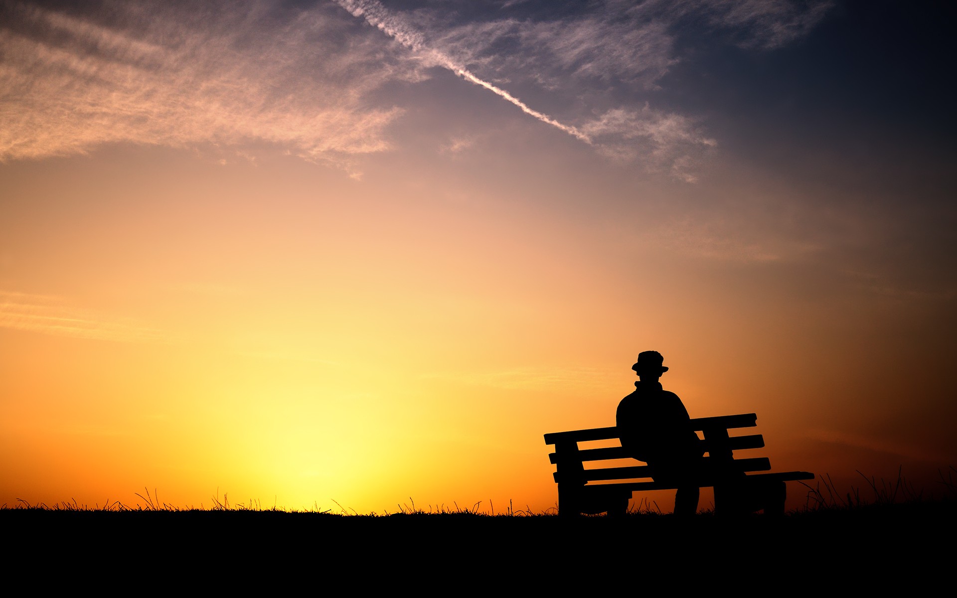 night sunset bench