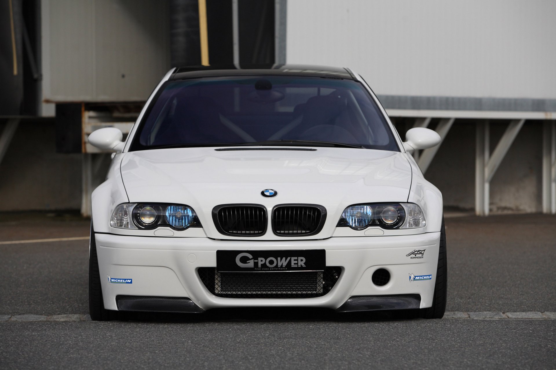 bmw m3 e46 weiß g-power bmw front tuning cfk-dach getönt