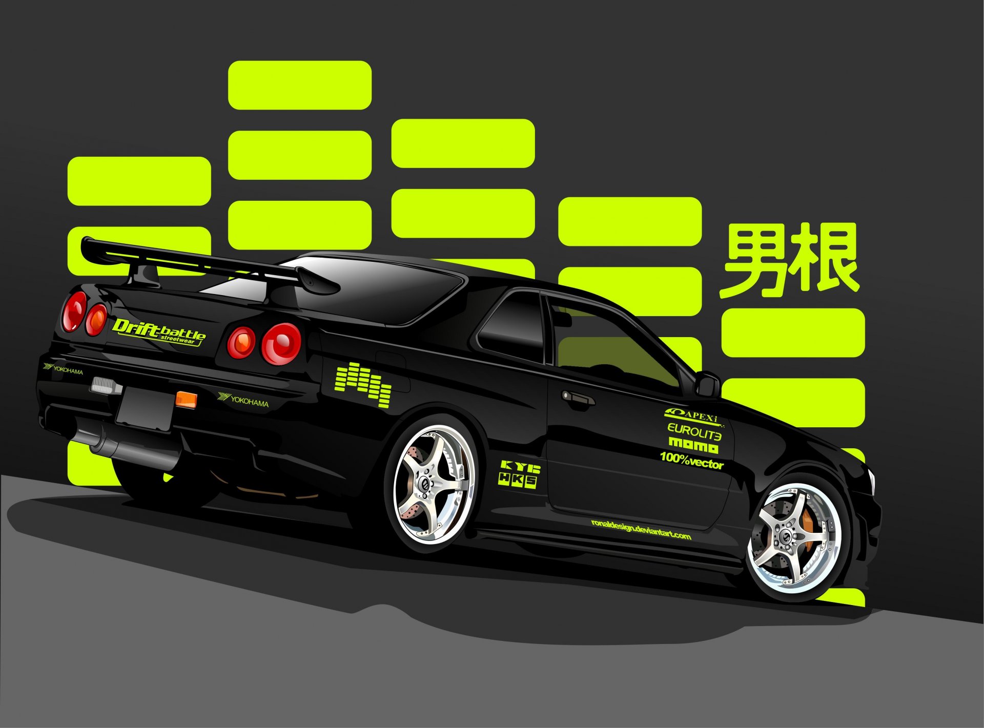 nissan skyline r34 schwarz hinten nissan skyline vektor