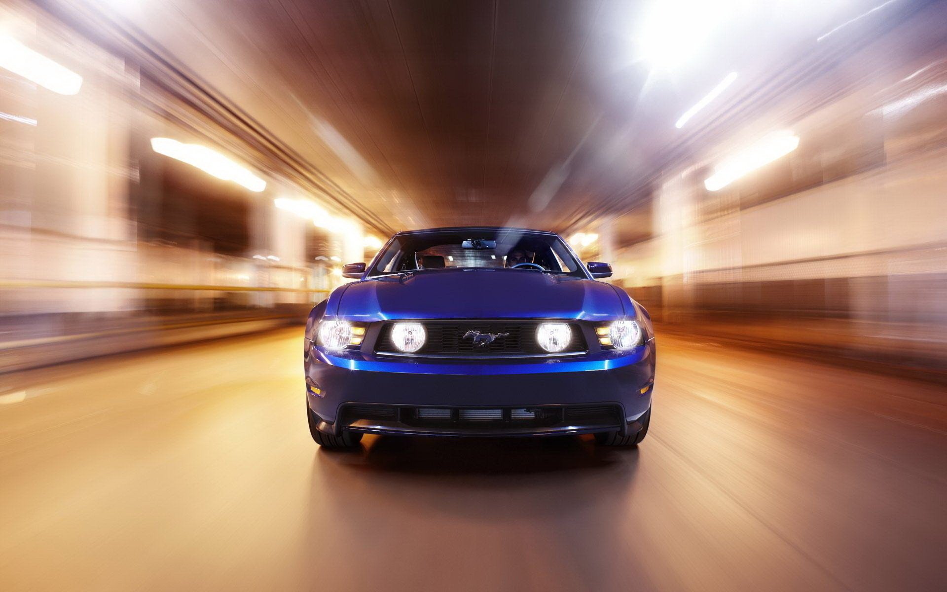 ford mustang blau licht geschwindigkeit