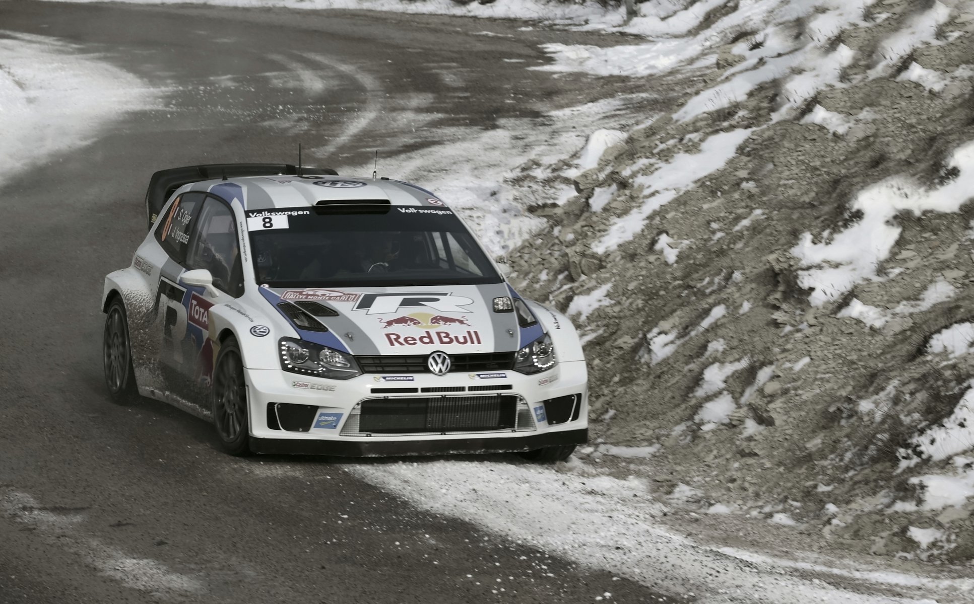 volkswagen polo wrc rally sébastien ogier julien ingrassia inverno anteriore cofano gara