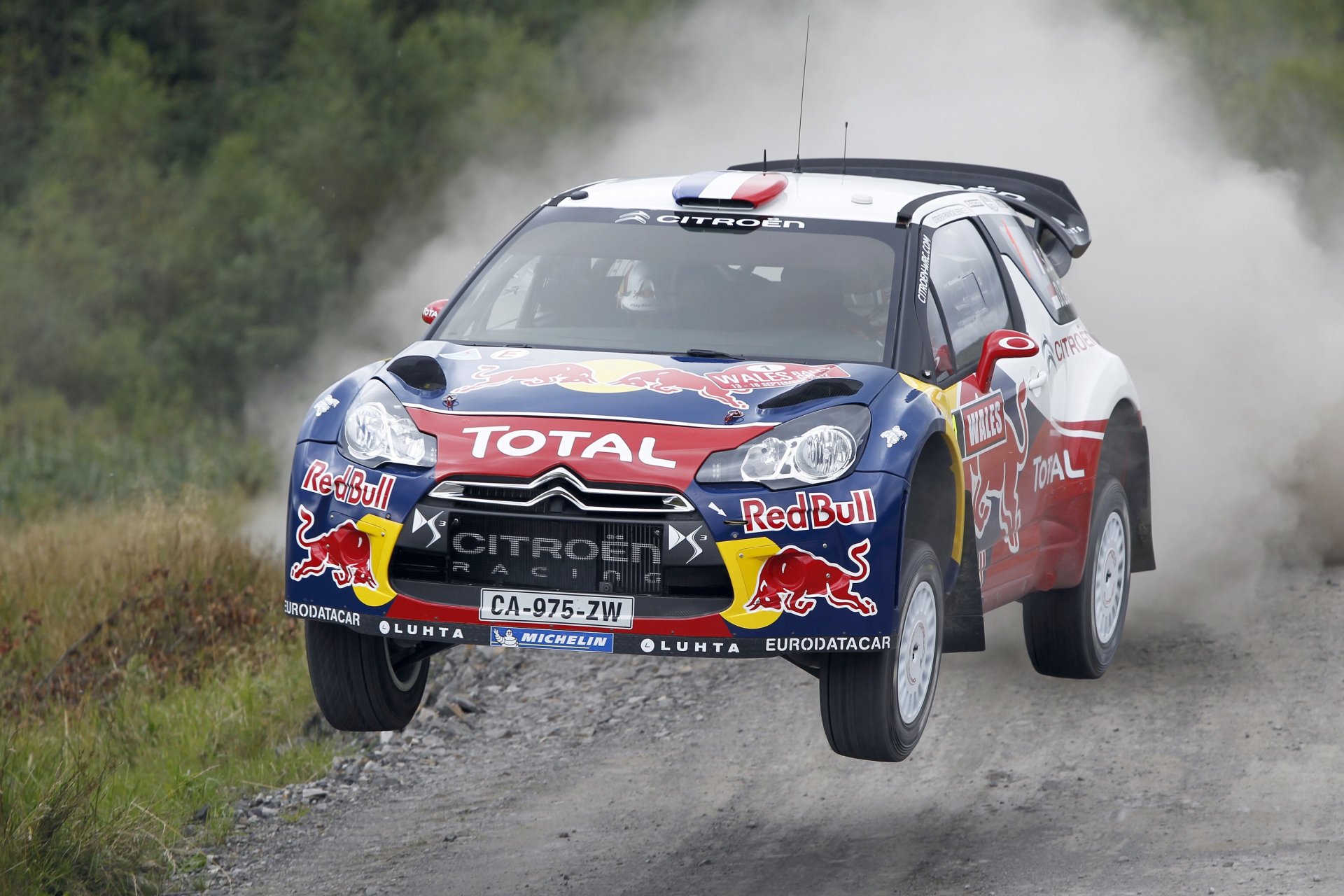 citroen ds3 rajd wrc sebastian loeb wyścig citroen w powietrzu prędkość leci przód