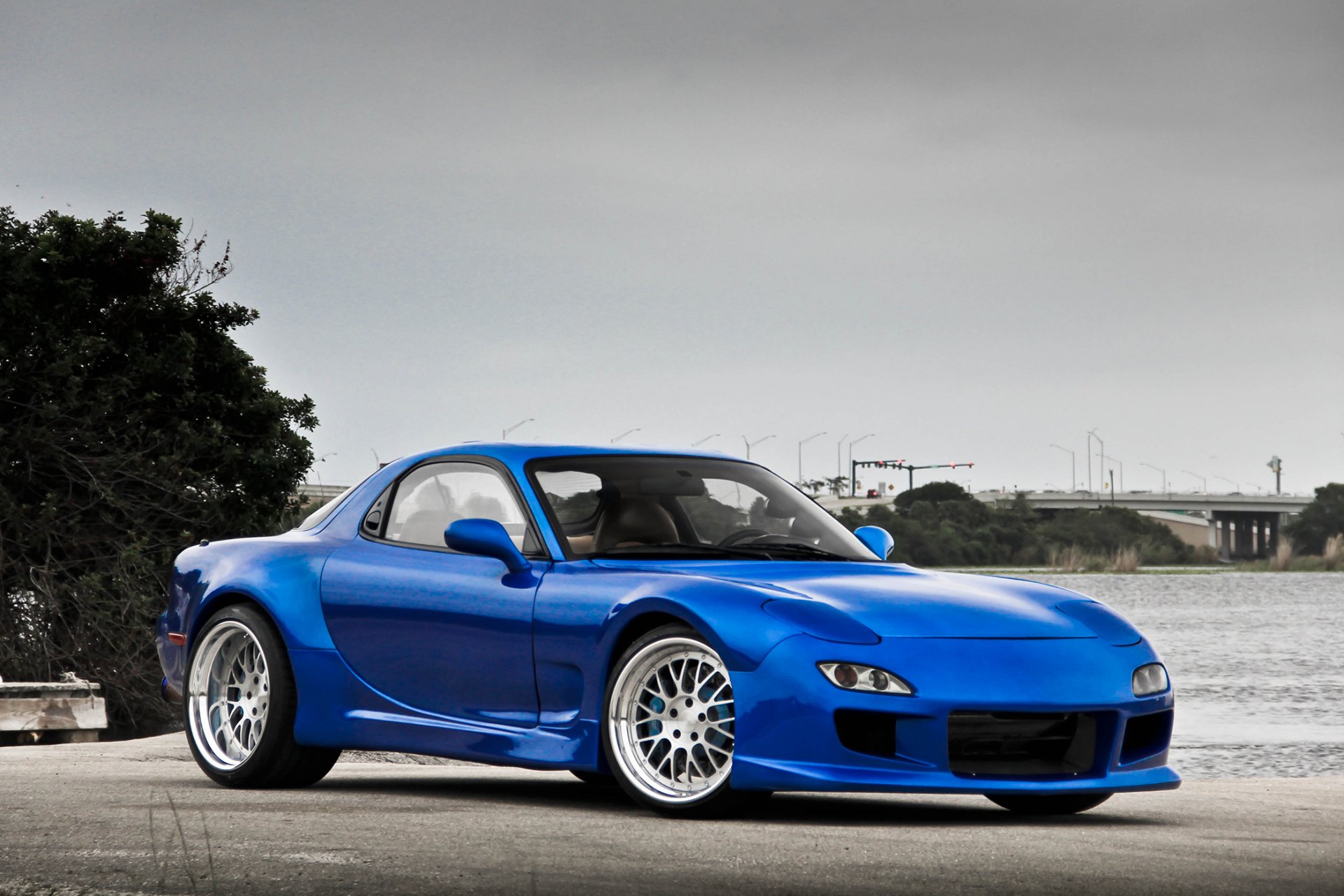 mazda rx-7 blu tuning acqua legno mazda