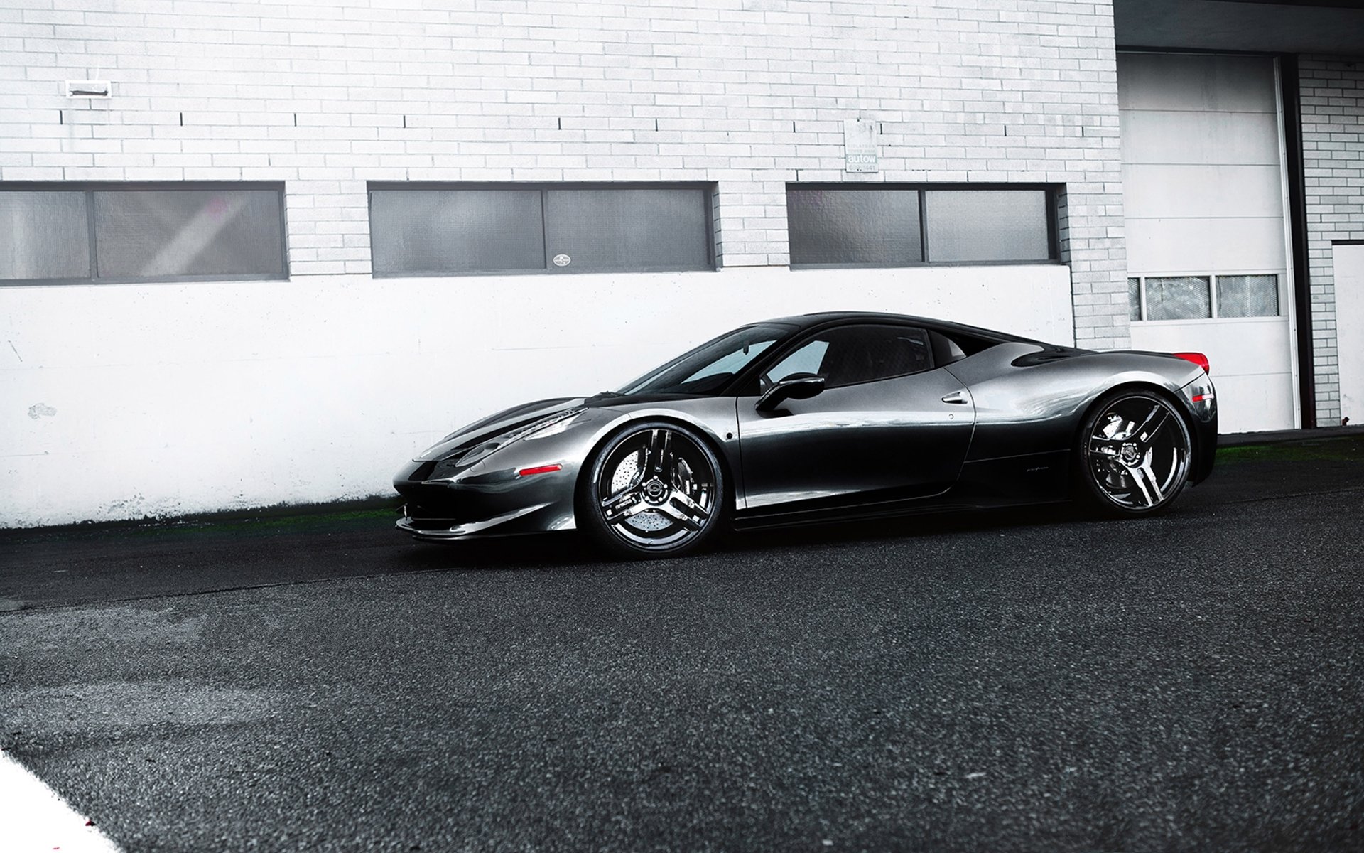 ferrari 458 italia grey black wheels ferrari italy profile wheels building window