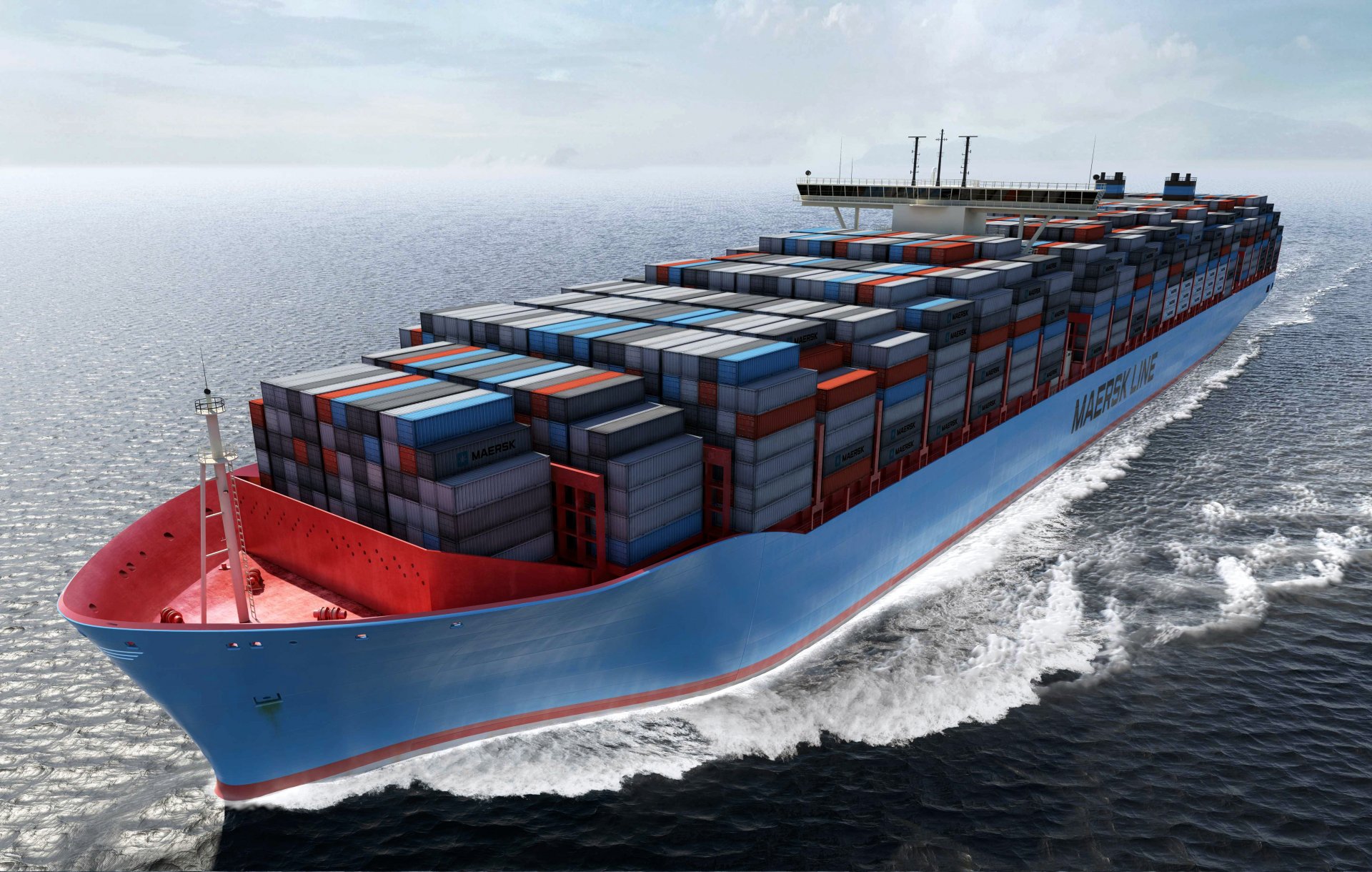 maersk schiff fracht containerschiff rumpf bord container unterwegs tank meer wasser grafik