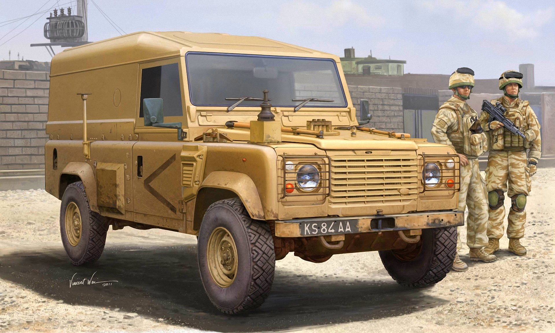 рисунок винсент вай солдаты армейский джип вседорожник защитник 110 hardtop