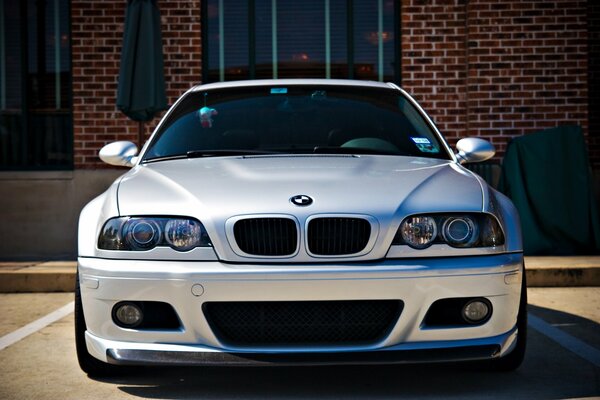 Silver BMW E46 front view