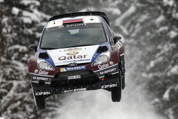 Ford sports car in flight