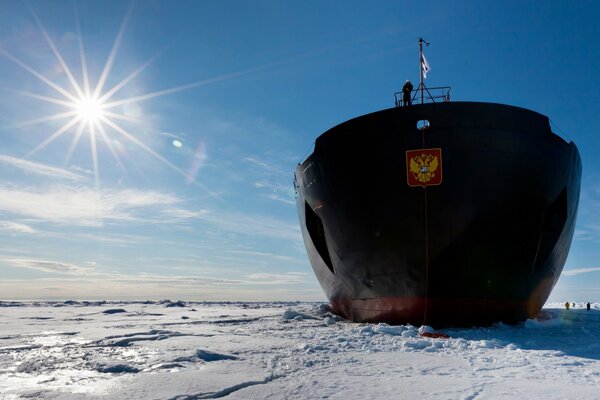 Brise-glace atomique avec armoiries dans l Arctique