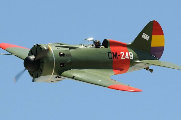 Polikarpov i-16 plane in the sky