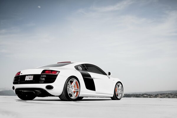 Audi R8 car on a cloudy sky background