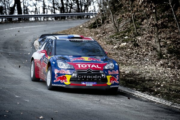 Red bull Citroen on the road rally